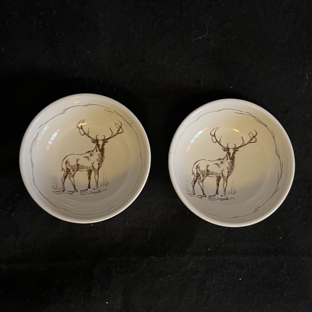 2 – Ceramic Earthenware Bowls ‘Elk Motif’ 5 ½”